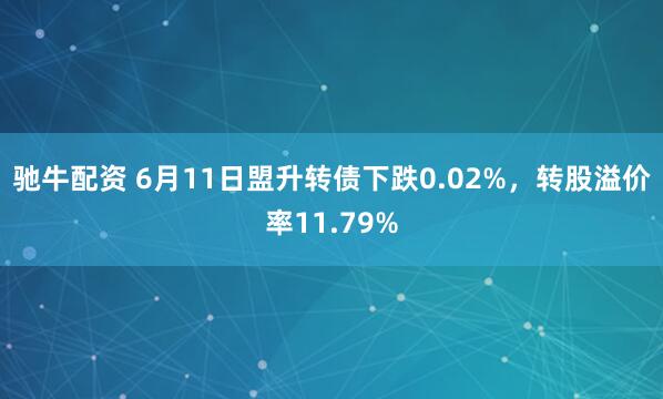 驰牛配资 6月11日盟升转债下跌0.02%，转股溢价率11.79%
