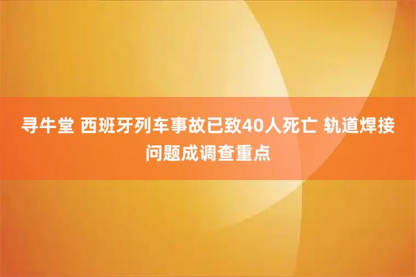 寻牛堂 西班牙列车事故已致40人死亡 轨道焊接问题成调查重点